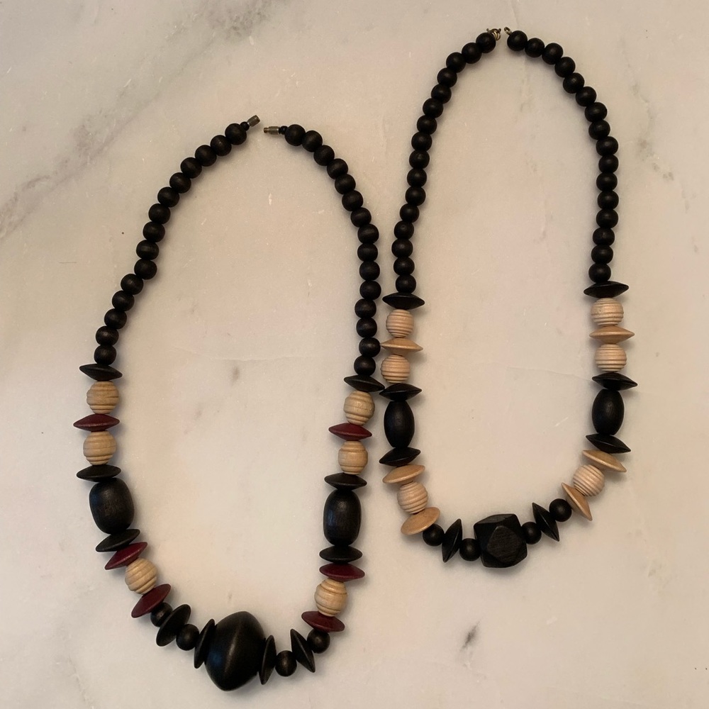 Wooden beaded necklaces. Selling two together